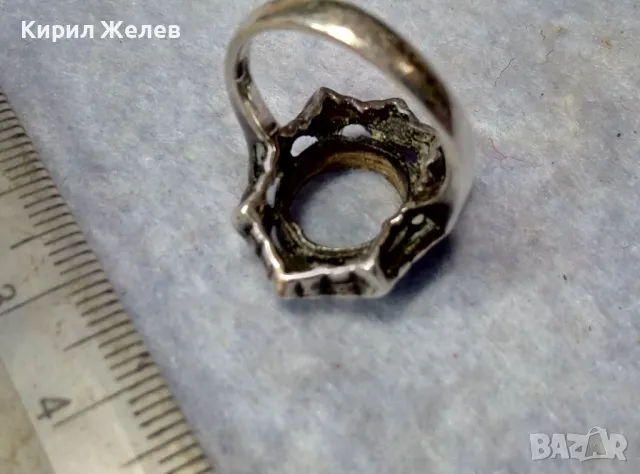 СТАР АЖУРЕН РетроАРТ СРЕБЪРЕН ПРЪСТЕН СРЕБРО 925 с ГНЕЗДА За ИНКРУСТИРАНЕ на СКЪПОЦЕННИ КАМЪНИ 41693, снимка 10 - Пръстени - 50023452