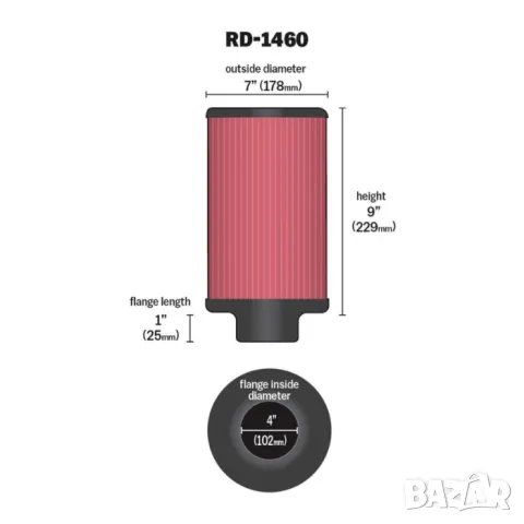 Конусен филтър К&N 102мм, снимка 2 - Аксесоари и консумативи - 47684774