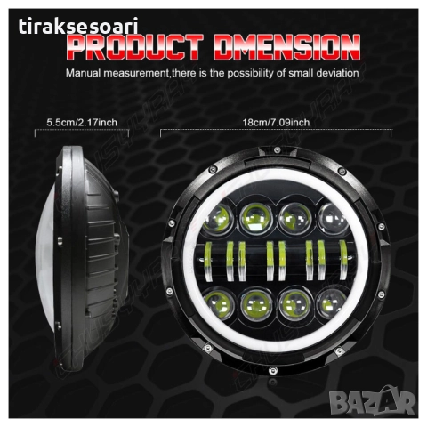 200W LED Фарове 7 инч за Lada Niva, Nissan Terrano 2, Cherokee KJ и други, снимка 7 - Аксесоари и консумативи - 52789388