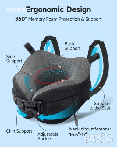 Възглавница за пътуване Umisleep с маска за очи и чанта за носене, черна, снимка 5 - Други стоки за дома - 54049492