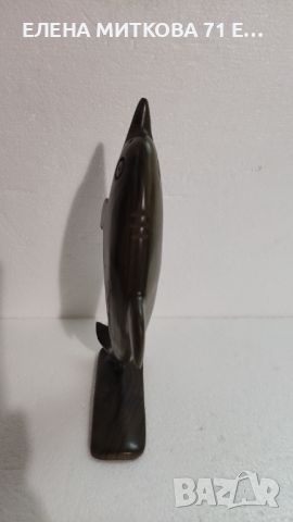 Винтидж дървена статуетка фигура на делфин, снимка 4 - Статуетки - 45846233