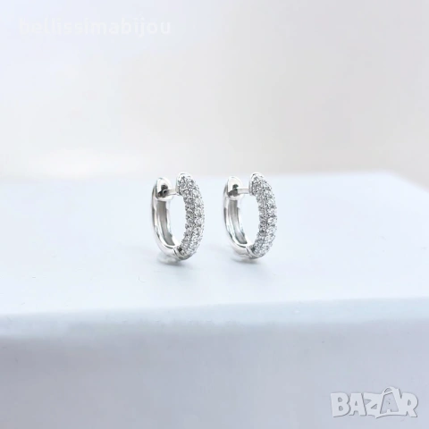 Дамски Сребърни Обеци Халки с Вградени Кубични Цирконий