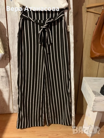 🍓 Forever 21🍋 широк панталон на райета с висока талия👟