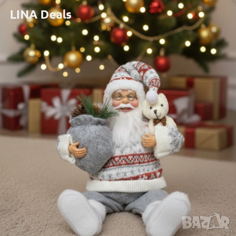 Голям Дядо Коледа с торба и мече, снимка 6 - Декорация за дома - 52585962