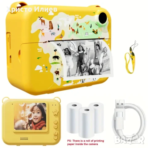 Детска камера с функция за печат Детски фотоапарат с дисплей за моментни снимки, снимка 2 - Фотоапарати - 50484400