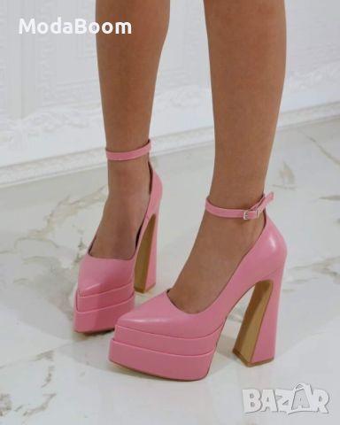 🩷Стилни розови дамски обувки на ток🩷, снимка 1 - Дамски обувки на ток - 45445645