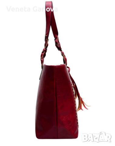 Страхотна дамска чанта  от екокожа с две дръжкичервено с д, снимка 6 - Чанти - 45489936