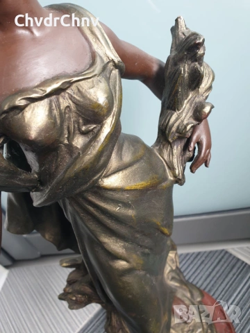 52см-4кг Moreau ЦАМ статуетка/стара френска скулптура/фигура на жена с цветя и шал, снимка 9 - Статуетки - 54192902