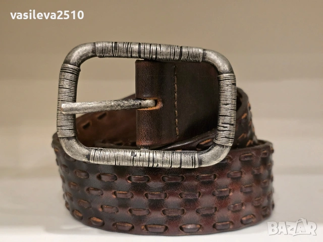 Galliano оригинален мъжки кафяв колан от естествен кожа