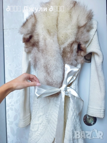 Стилно палто от ангора с естествен косъм, снимка 2 - Палта, манта - 51679711