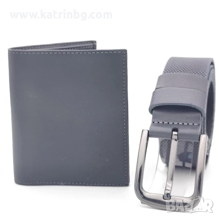 Колан и портмоне за мъж в сиво-Подаръчен комплект, снимка 1