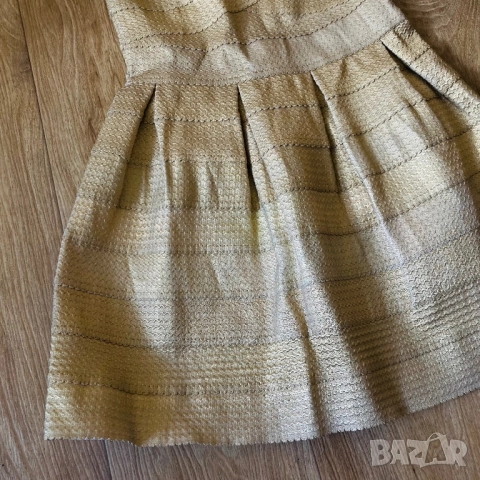 Разпродажба спешно! Нова златна златиста ластична бандажна рокля , снимка 8 - Рокли - 52840938