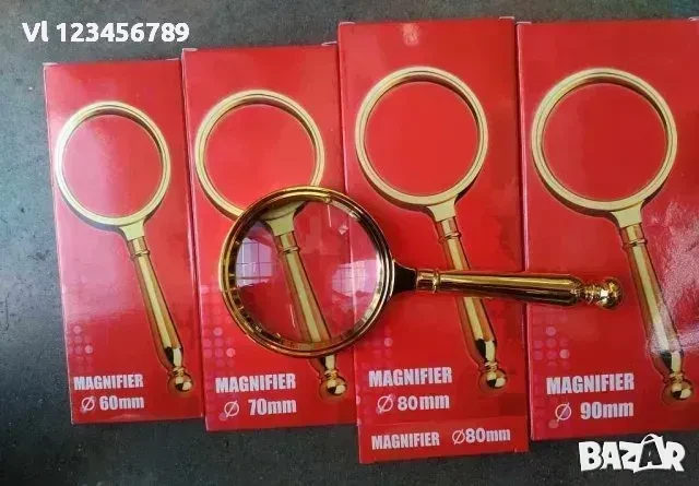 Луксозна позлатена лупа с 3 кратно увеличение ,70 мм, снимка 2 - Колекции - 50553299