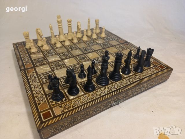 Сирийска седефена дъска за шах и табла, снимка 7 - Шах и табла - 45797386