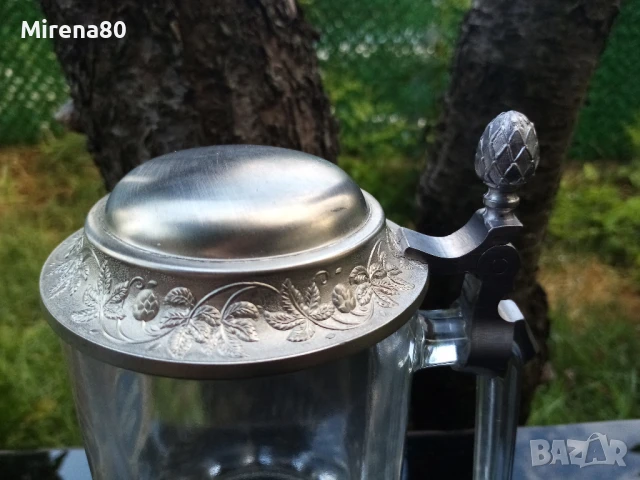 Немска халба за бира с капак, снимка 2 - Антикварни и старинни предмети - 51184502