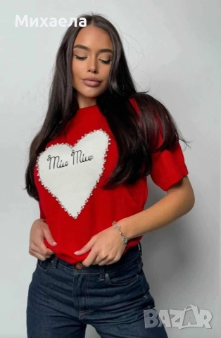 Дамска блуза с камъчета Miu Miu - 40 лв., снимка 2 - Тениски - 52882545