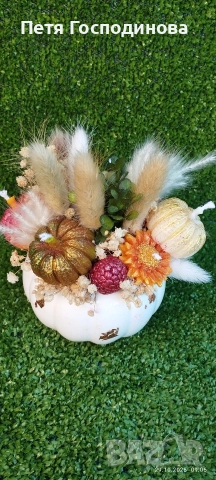 Керамична тиква -букет от соев восък , снимка 9 - Декорация за дома - 52682220