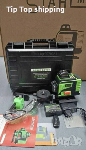 4D Лазерен Нивелир с 16 Линии (Четири Точков), Самонивелиращ се, със Зелен Лазер с тринога, снимка 2 - Измервателни инструменти - 50534983