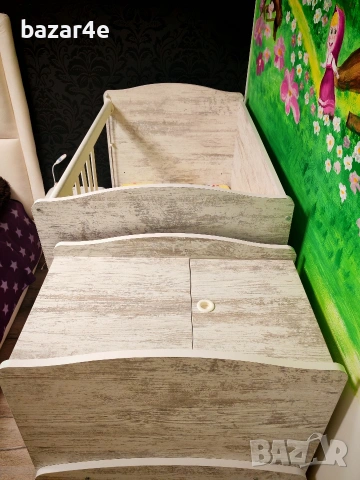 Детска дървена кошара антик повивалник шкафове, снимка 3 - Кошарки - 54091964