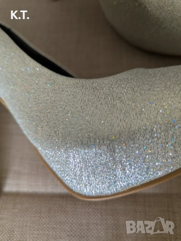  Елегантни Обувки на висок ток, токчета, сребристи номер 40, снимка 3 - Дамски обувки на ток - 53877047