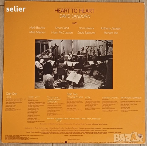 David Sanborn ‎– Heart To Heart Издание 🇺🇸 USA 1978г Стил:Smooth Jazz, Jazz-Funk Състояние на вини, снимка 2 - Грамофонни плочи - 53025858