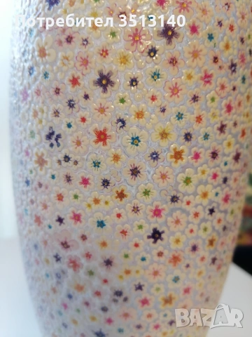 Стъклена ваза ръчно декорирана 26 см, снимка 3 - Декорация за дома - 53778198