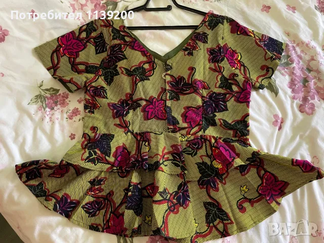 2бр пъстри африкански бохо топ блузи wax print L, снимка 8 - Корсети, бюстиета, топове - 47082589