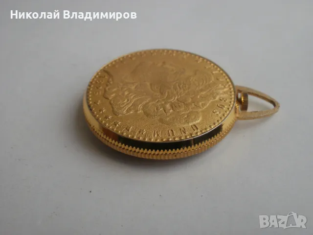  Rivo 1 долар швейцарски оригинален тип монета джобен арт деко часовник, снимка 6 - Мъжки - 49874260