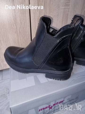 ниски боти лак и кожа , снимка 3 - Дамски боти - 52549044