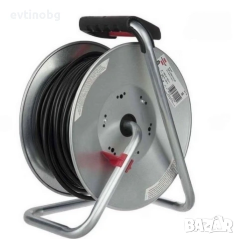 Електрически удължител с макара KraftRoyal 50m — здрава поцинкована конструкция, 4 гнезда и термична, снимка 6 - Други стоки за дома - 53788278