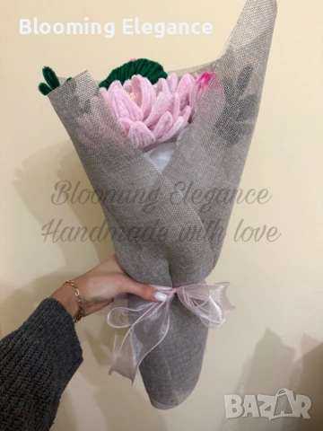 Вечен букет от плюшена тел - водни лилии, снимка 3 - Романтични подаръци - 54174299