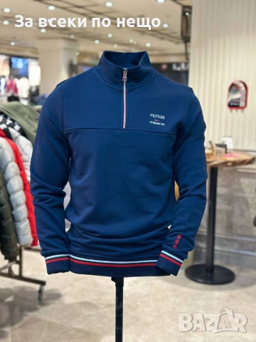 Tommy Hilfiger Мъжка Тъмносиня Памучна Блуза С Дълъг Ръкав С Бродирано Лого Томи Хилфигер Код A970