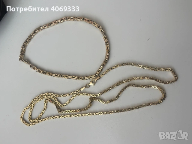 Комплект златен синджир и гривна Кралска плетка 14карата, снимка 14 - Колиета, медальони, синджири - 54184936