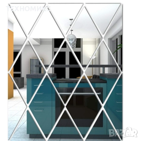 Комплект от 32 самозалепващи се акрилни огледала , 50x100 см, снимка 15 - Декорация за дома - 53581848