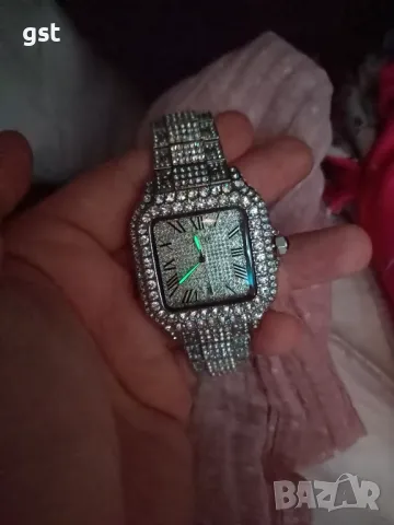 Уникален Часовник Cartier Картие All Diamonds Crystals Copy Унисекс Мъжки дамски Римски цифри 