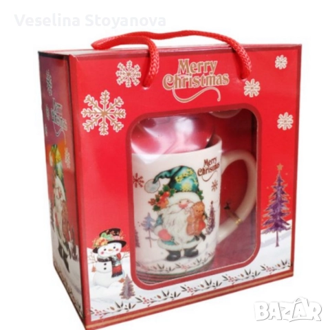 Празничен комплект чаша + лъжичка в луксозна кутия – “Merry Christmas” , снимка 5 - Чаши - 52638863