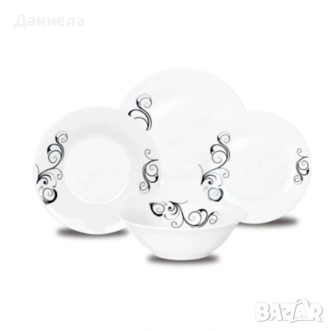 Комплект чинии 24 части с елегантен винтидж дизайн – Възвишен стил за всяка трапеза, снимка 3 - Чинии - 53309586