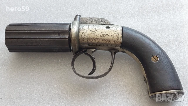 Много рядък револвер( pepperbox)пиперница,средата на 19век ,пищов, ятаган,сабя,щик, снимка 1