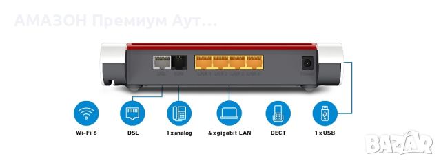 AVM FRITZ!Box 7530 AX,Dual Band Wi-Fi 6 Mesh рутер>2400 Mbit/S/Adsl/300 Mbit/Base Dect/медиен сървър, снимка 4 - Рутери - 45523912