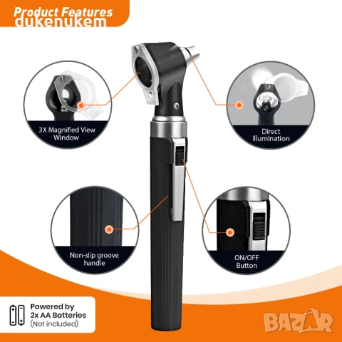 Отоскоп комплект - ушен инструмент с LED светлина и 3x увеличение, снимка 4 - Уреди за диагностика - 53042058