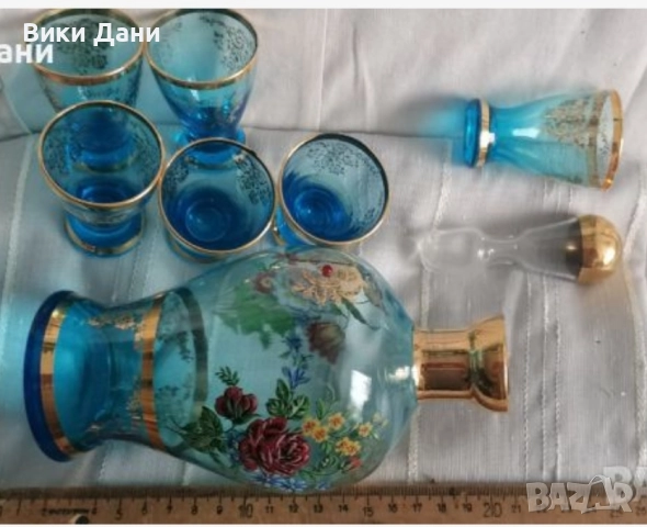 антики гравирани тънкостенки позлата кристал , снимка 2 - Антикварни и старинни предмети - 30401680