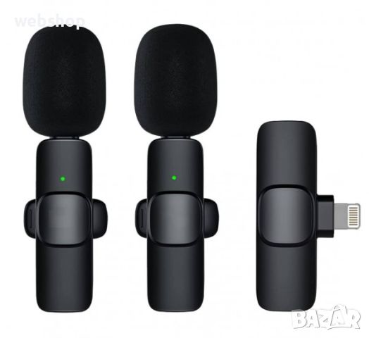 Комплект 2 безжични микрофонa тип Брошка, съвместими с iPhone,предаватели, приемник, Apple lightning, снимка 4 - Аксесоари за Apple - 45278070