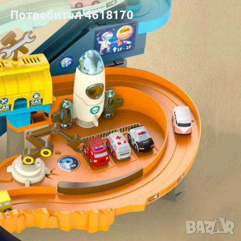 Игра за деца писта с колички на няколко нива - Космическа база, снимка 5 - Коли, камиони, мотори, писти - 52380128