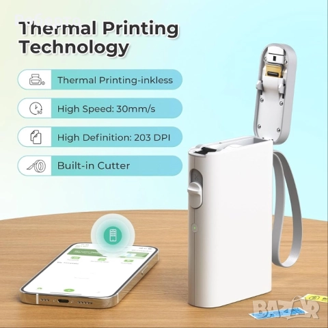 Термопринтер Nelko P21, бял, снимка 5 - Друга електроника - 52955014