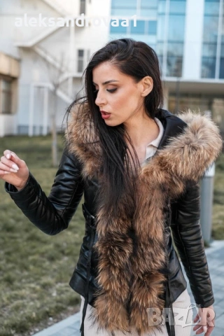 Дамско Яке с Естествен Пух Лисица, Ангешка Кожа