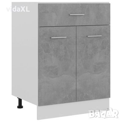 vidaXL Долен шкаф с чекмедже, бетонно сив, 60x46x81,5 см, ПДЧ（SKU:801232