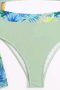 Дамски бански от три части с тропически принт, зелен, снимка 2