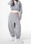 сив дамски кроп суичър (Zip Crop), снимка 2