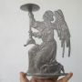 Свещник с ангел, метал, релеф, красив, снимка 1 - Статуетки - 46020043