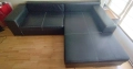 Кожен, ъглов разтегателен диван с лежанка и ракла, снимка 4